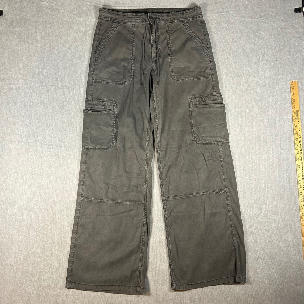 American Eagle Womens Cargo Pants Gray Wide Leg Stretch Utility Trousers Size 10